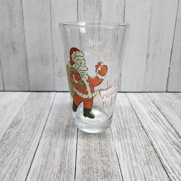 The Simpsons Christmas Pint Drinking Glass Tumbles 6'' Christmas Gift 2010 - Picture 2 of 9